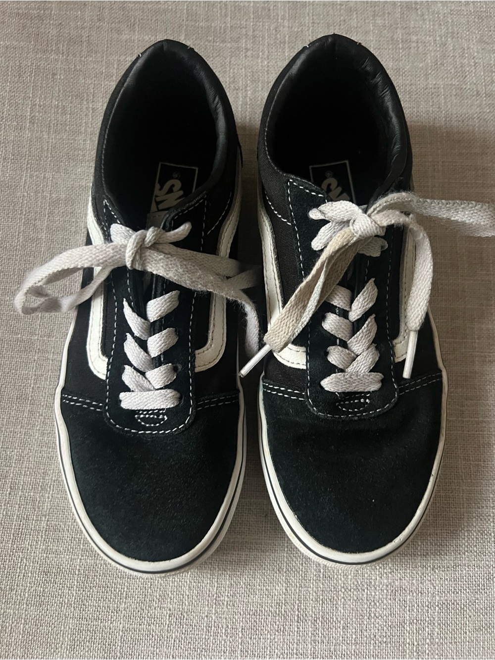 Vans Black/White Sneakers, boys/kids 2, lace up skater streetwear casual
